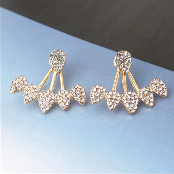 BESTSELLER✨ spike crystal ear jacket earrings gold - Picture 2 of 2